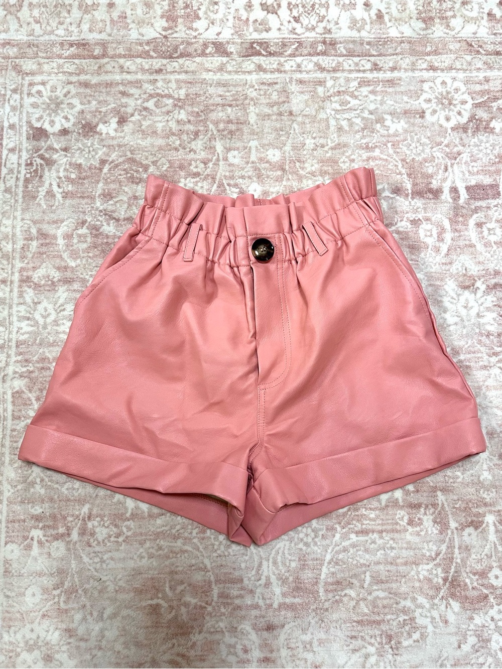 Topshop 💕 Leather Paper Bag Cuffed Shorts - Picture 1 of 11